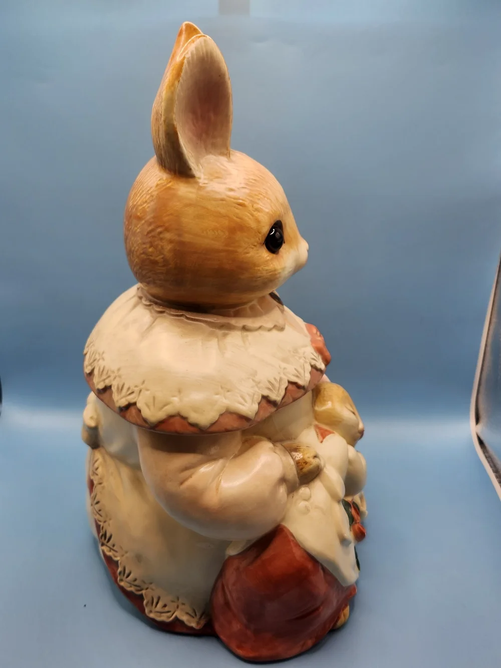 VTG Baker Hart Stuart Mother Rabbit Cookie Jar Glass Eyes Baby Bunny Japan 80s
